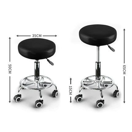 2x Levede Swivel Salon Barstool Hairdressing Black-1973193726146777090
