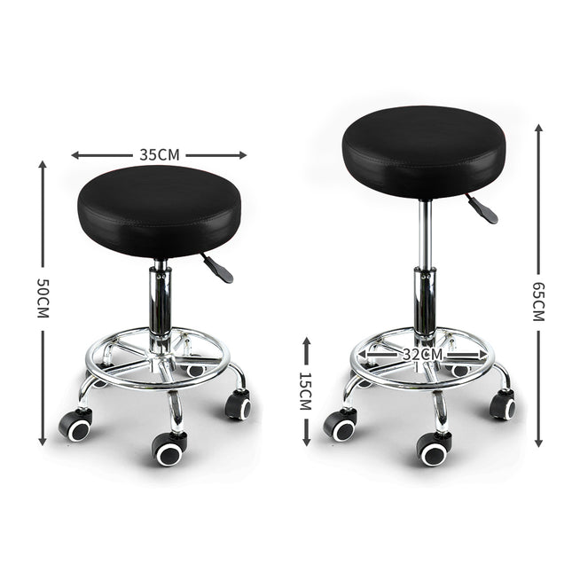 2x Levede Swivel Salon Barstool Hairdressing Black-1973193726146777090