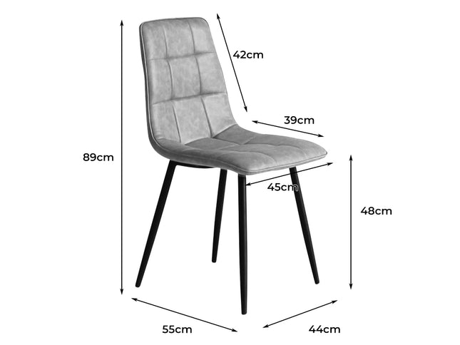 Levede 4x Dining Chairs Kitchen Chair Grey Faux Leather-1942353399148318722