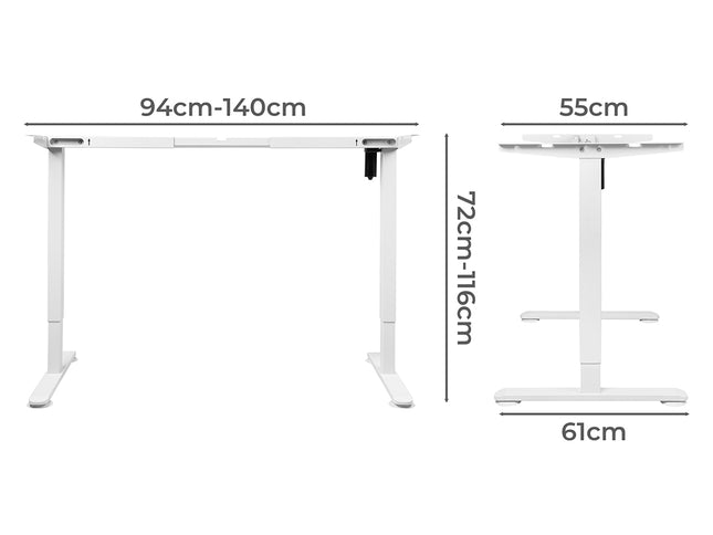 Levede Motorised Standing Desk Frame White Single Motor-1942353108122341378