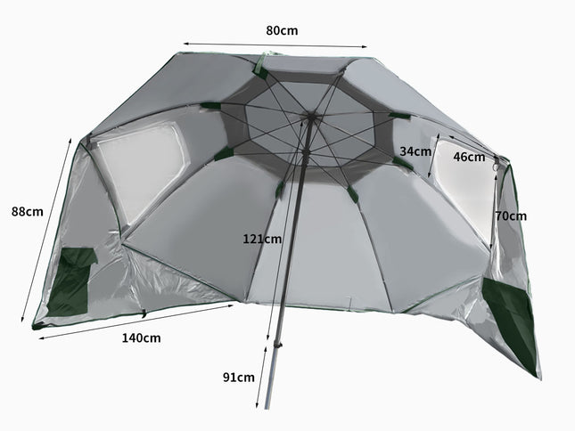 Mountview Beach Umbrella Outdoor Umbrellas Green 2.13M-1973193757977350146