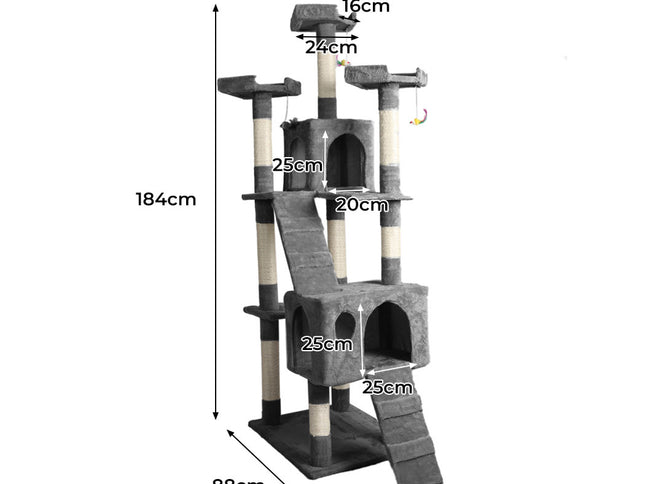 PaWz 184cm Cat Trees Scratching Post Grey-1973193908032770050