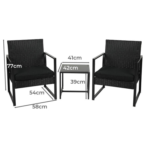 Levede 3 Pcs Outdoor Furniture Set Chair-1864184455187533826