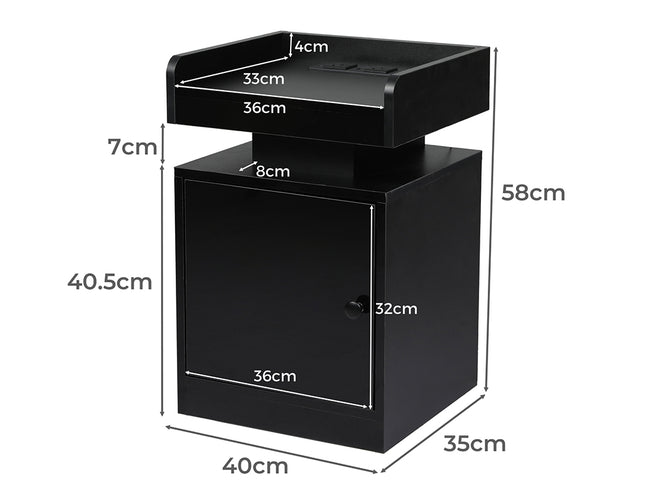 Levede Bedside Table USB Charger Outlet RGB Black-1973193443882700802