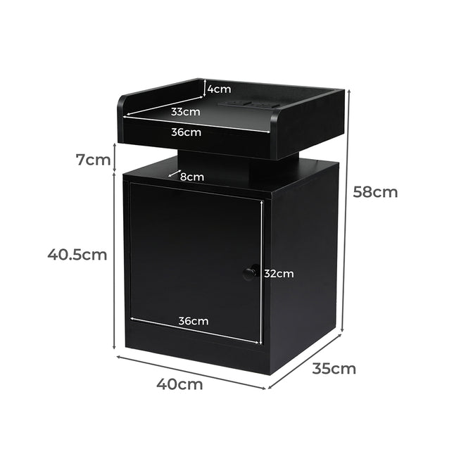 Levede Bedside Table USB Charger Outlet RGB Black-1973193443882700802