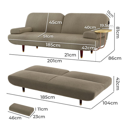LEVEDE  CONVERTIBLE SOFABED WITH USB CHARGE AND SIDE TABLE-1973193447267504130