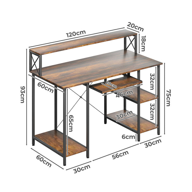 Levede Office Gaming Computer Desk Brown-1954802382802128898