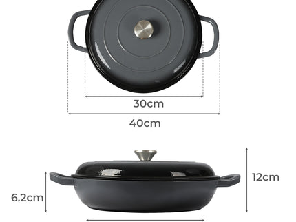 3.5L Enamel Dutch Oven Pan in Black Colour-1864184348593491970