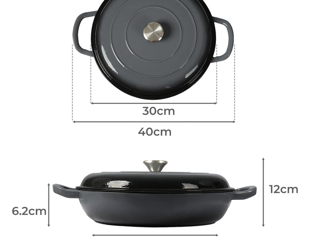3.5L Enamel Dutch Oven Pan in Black Colour-1864184348593491970
