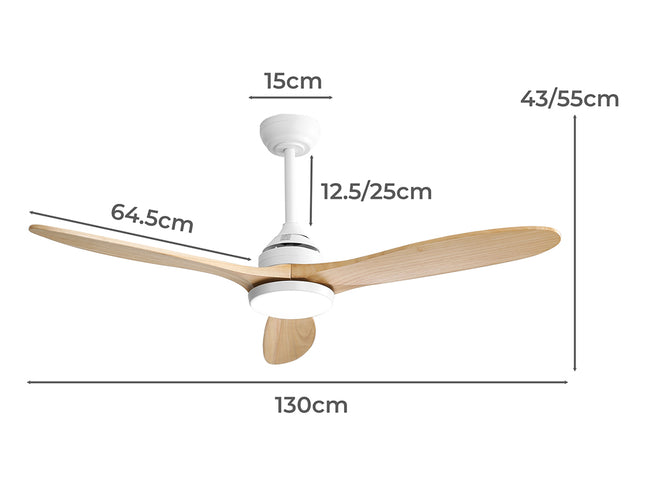Spector 52'' Ceiling Fan LED Light DC Natural-1973193857323634690