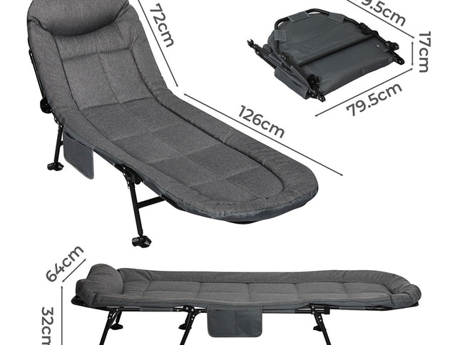 Levede Folding Camping Bed Camp Cots Dark Grey-1975420324023504898
