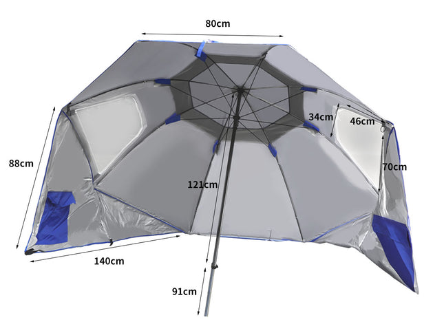 Mountview Beach Umbrella Outdoor Umbrellas Blue 2.13M-1973193757213986818