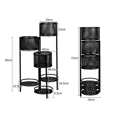 Levede 6 Tier Plant Stand Swivel Outdoor Black-1864184717314756610