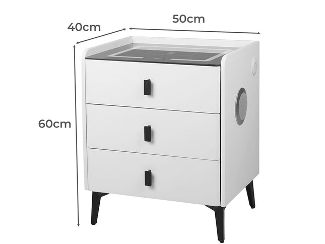 Levede Bedside Table LED Lights Drawers Storage-1973193444637675522