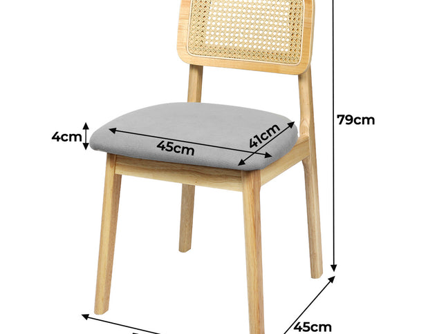 Levede 2x Dining Chair Wood Rattan Armless Natural-1910112280838803458