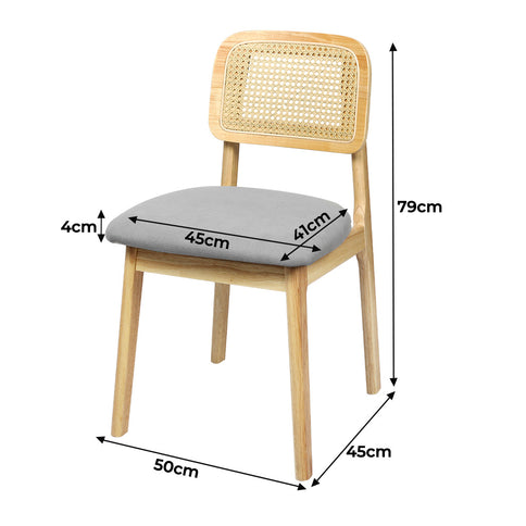 Levede 2x Dining Chair Wood Rattan Armless Natural-1910112280838803458