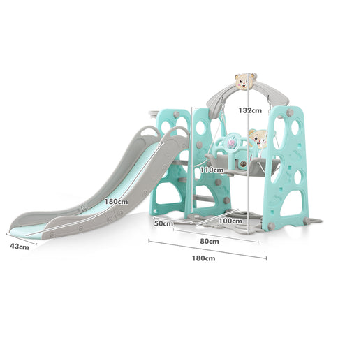 BoPeep Kids Slide Swing Basketball Ring Blue-1831592554110521346