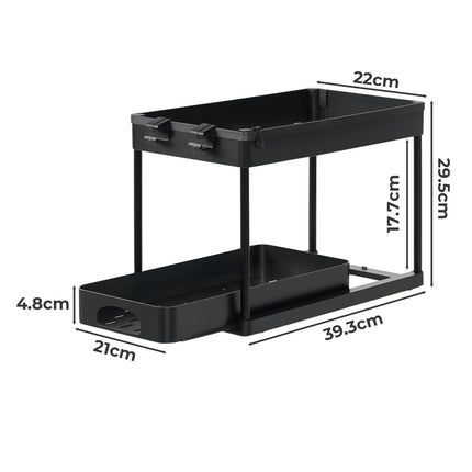Toque 2 x Under Sink Organizer 2 Tiers Storage Sliding Drainage Kitchen Bathroom-2065254301634269186