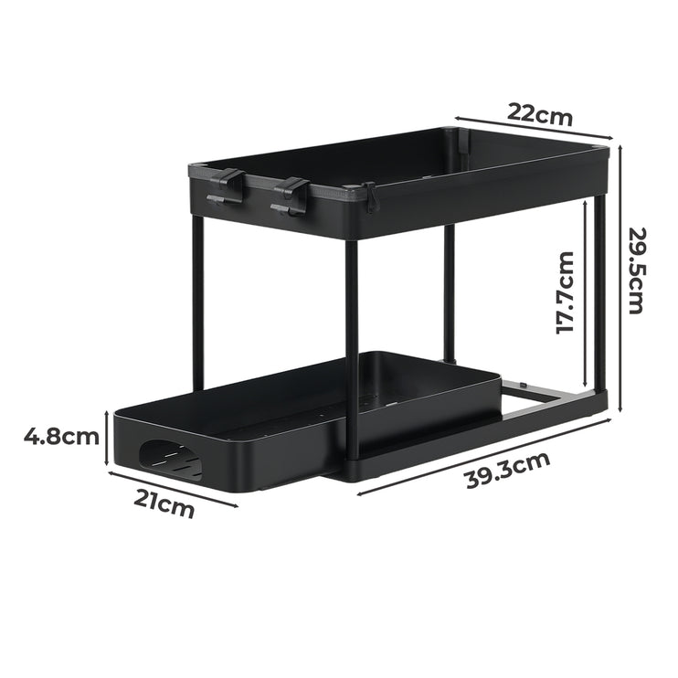 Toque 2 x Under Sink Organizer 2 Tiers Storage Sliding Drainage Kitchen Bathroom-2065254301634269186