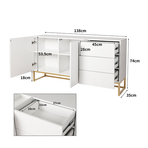 Levede Buffet Sideboard Storage Cabinet White-1917016728072753152