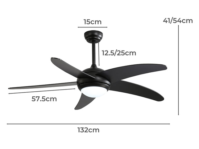 Spector 52'' Ceiling Fan LED Light DC Black-1973193856568659970