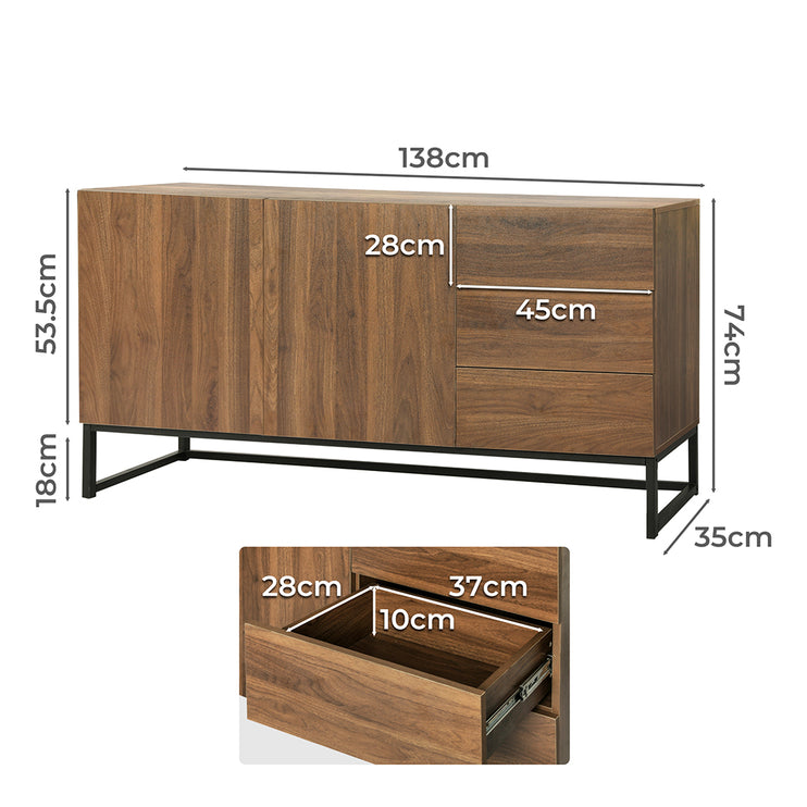 Levede Buffet Sideboard Storage Cabinet Walnut-1973194077474263042