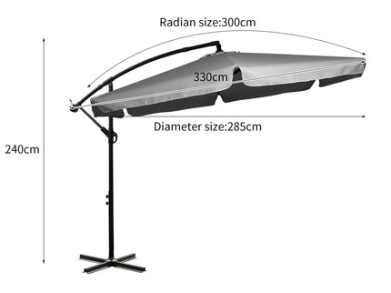Mountview 3M Cantilever Umbrella Outdoor Grey Without Base-1864184448392761346