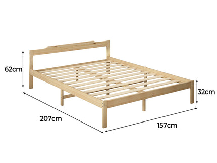 Levede Wooden Bed Frame Queen Size Mattress Natural-1864183193100488706