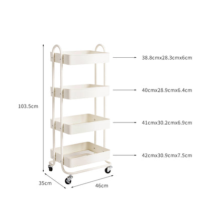 Levede 4 Tiers Kitchen Trolley Cart White-1973193877846364162
