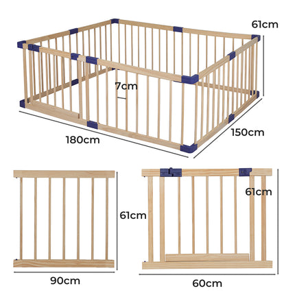 BoPeep Kids Playpen Wooden Baby Safety Large-1973193917704835074