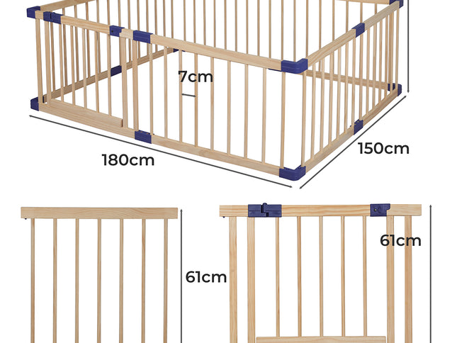BoPeep Kids Playpen Wooden Baby Safety Large-1973193917704835074