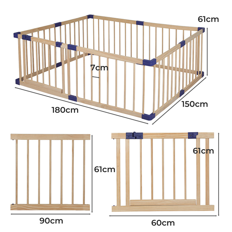 BoPeep Kids Playpen Wooden Baby Safety Large-1973193917704835074