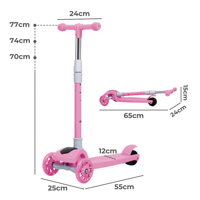 Bopeep Foldable Kids Scooter LED Music Pink-1973193421963268098