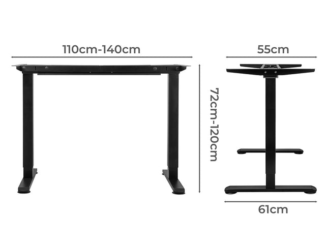Levede Motorised Standing Desk Frame Black Dual Motor-1973193820111769602