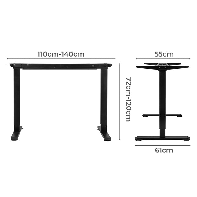 Levede Motorised Standing Desk Frame Black Dual Motor-1973193820111769602