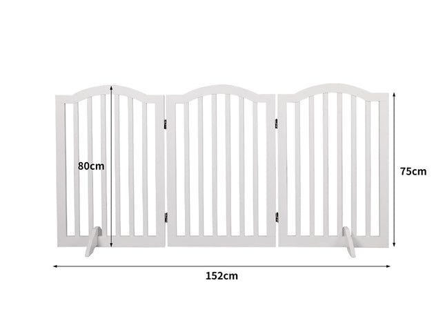 PaWz Wooden Pet Gate Dog Fence Safety White-1975420391706988546