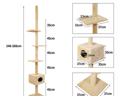 PaWz Cat Scratching Post Tree Cubby Beige-1864184525895110658