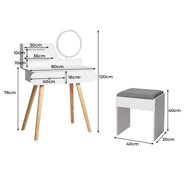 Levede Dressing Table Stool LED Mirror-1954802331015057410