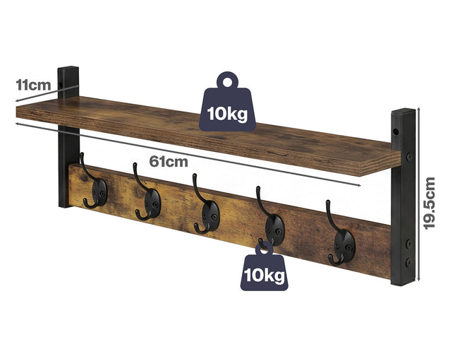 Levede Coat Rack Shelf Wall Mounted Entryway Double Hook Wall Floating Hat Rack-2050059009775505410