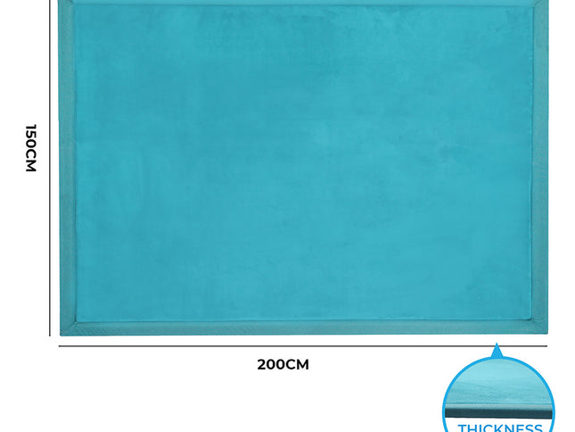 Marlow Coral Velvet Area Rugs Large Mat 150x200cm Blue-1975420339970248706