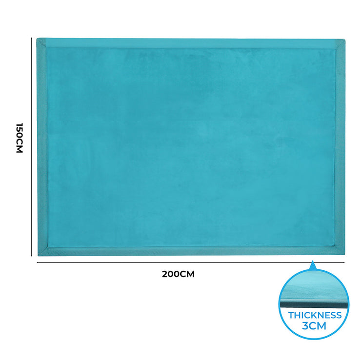 Marlow Coral Velvet Area Rugs Large Mat 150x200cm Blue-1975420339970248706
