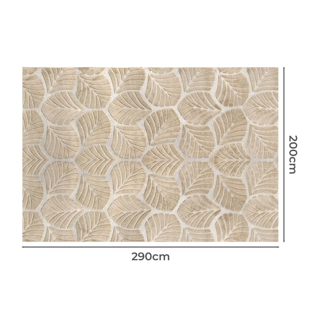 Marlow Floor Rug Soft Embossed Carpet Non Slip Plush Shaggy Rugs Leaf Pattern-1954802391383674882