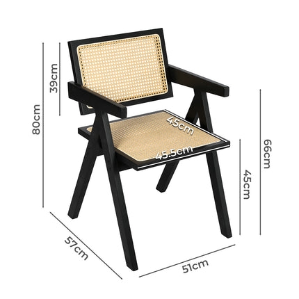 Levede 2x Black Wicker Armchair Dining Chair-2006732729919606786