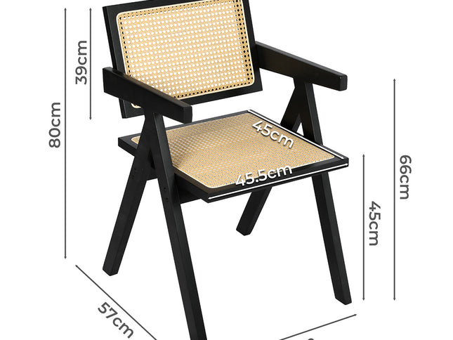 Levede 2x Black Wicker Armchair Dining Chair-2006732729919606786