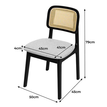 Levede Dining Chair Wood Rattan Armless Black x8-2006732736517246978