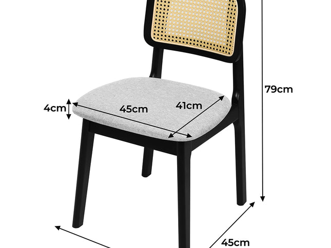 Levede Dining Chair Wood Rattan Armless Black x8-2006732736517246978