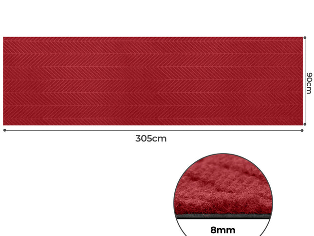 Marlow Extra Large Floor Rug Non Slip 90cm x 305cm Red-1975420340859441154