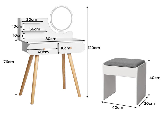 Levede Dressing Table Stool LED Mirror-1973193788759347202