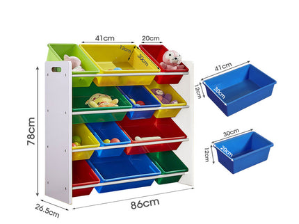 Levede 12Bins Kids Toy Box Bookshelf-1864184634259148802