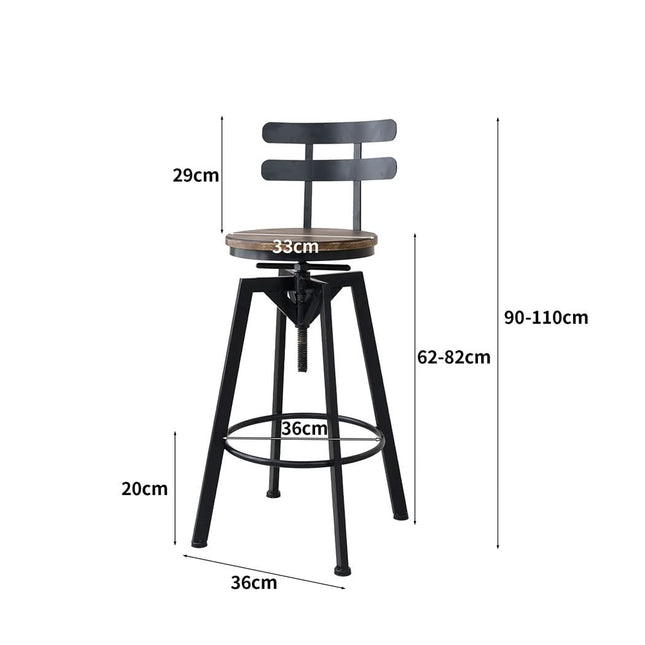 Levede 1x Bar Stool Industrial Adjustable-1954802952325697538
